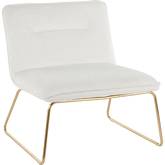 Casper Accent Chair in Cream Velvet & Gold Metal